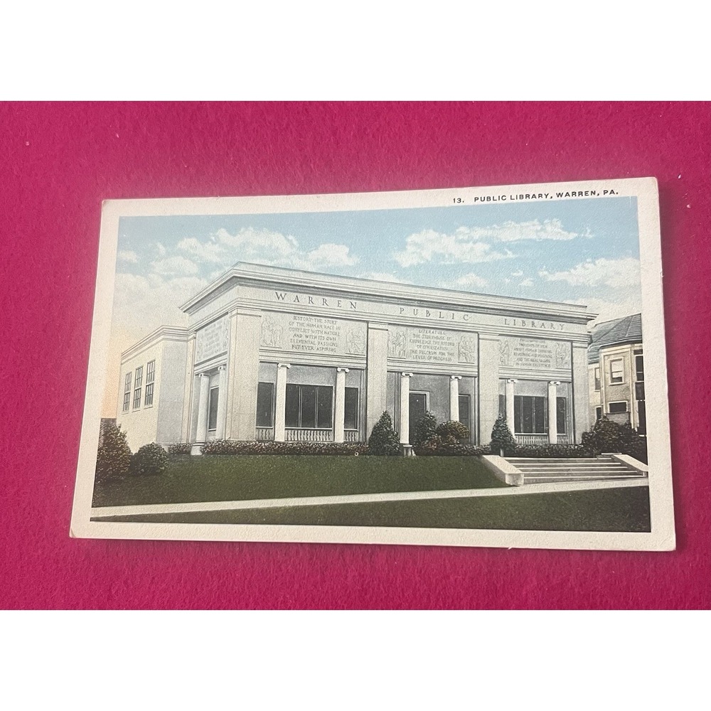 Postcard - Public Library Warren, PA Unposted